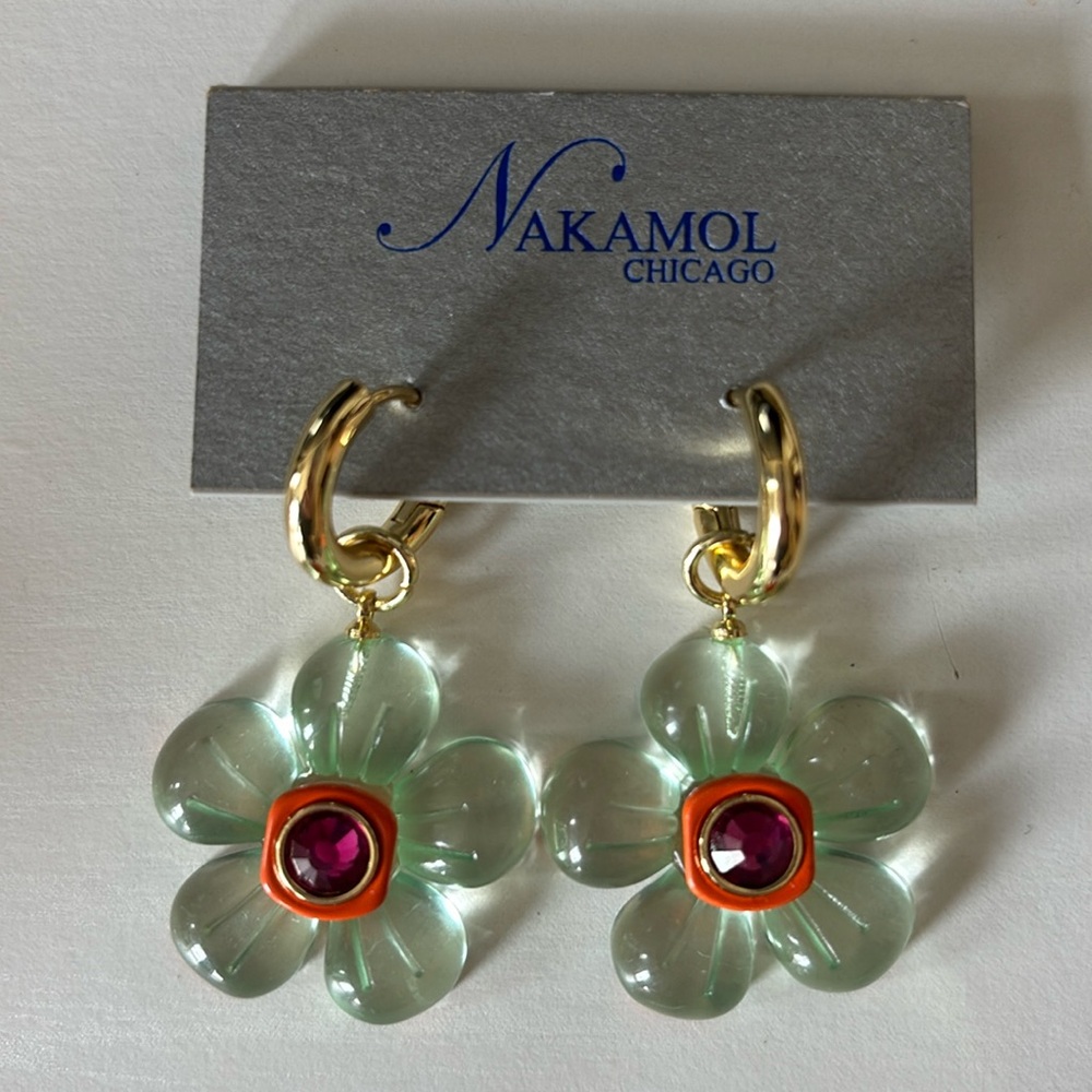 Brand New Gummy Flower Hoop Earrings